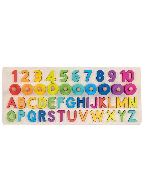 Puzzle alfanumeryczne montessori, literki i cyferki